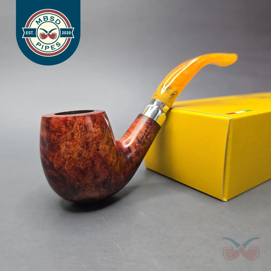 Molina Ambra 100 Smooth Bent Billiard Briar Pipe, New, 9mm