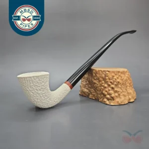 MBSD Meerschaum Deluxe Rusticated Churchwarden Dublin Block Meerschaum Pipe, Briar-Mortise, New