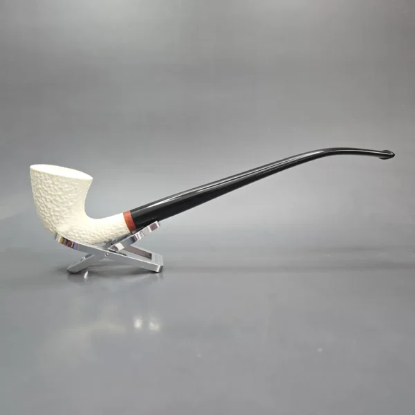 MBSD Meerschaum Deluxe Rusticated Churchwarden Dublin Block Meerschaum Pipe, Briar-Mortise, New - Image 3