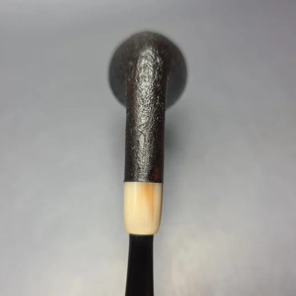 Brentegani Partially Sandblasted Cutty Dublin w/ Horn Handmade Briar Pipe, New - Image 9