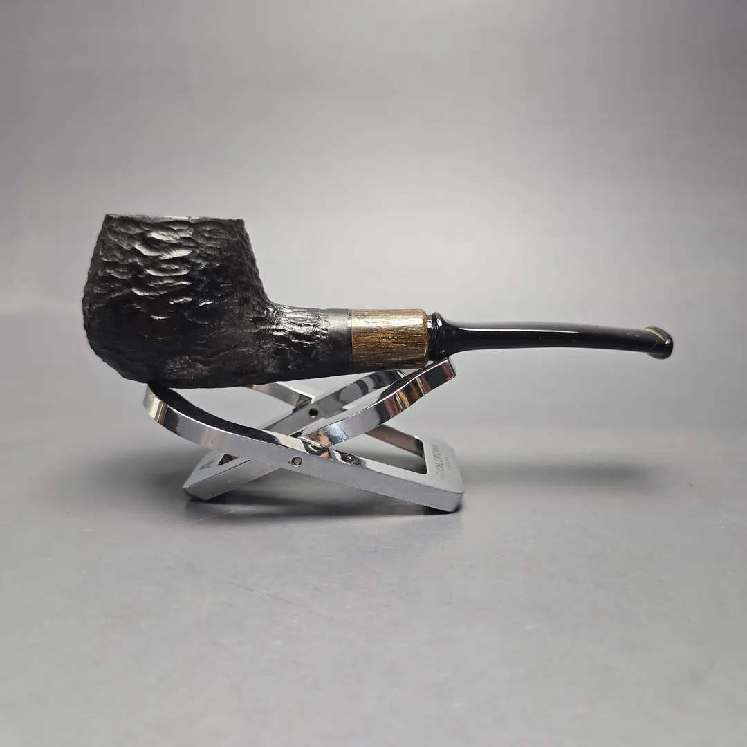 MBSD Briars by Piero Vitale Black Rusticated Author w/ Zebrawood, Briar Pipe, New - Image 2