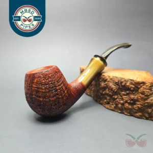 Papa Bear's Pipes by Tim Beaumont Sandblasted Brandy w/ Horn Handmade Briar Pipe, New