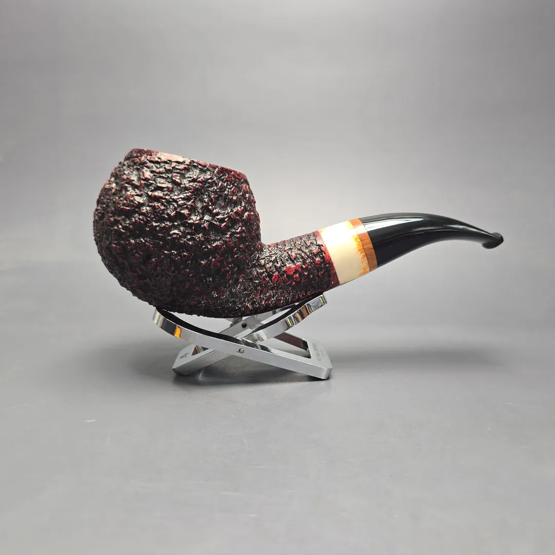 Radice Rind GG O Large Rusticated Apple Estate Briar Pipe, Italian Estates - Image 2