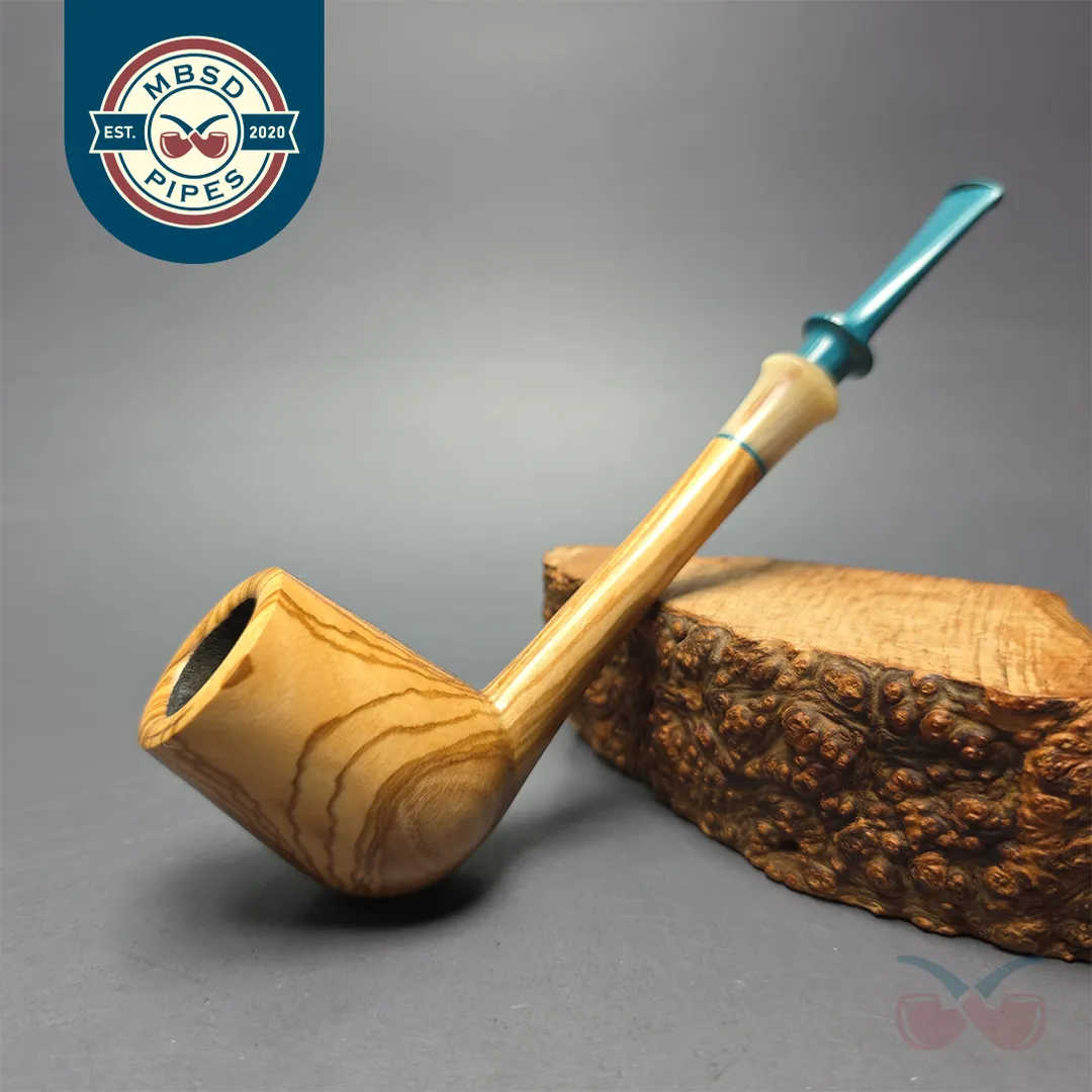 Brentegani Smooth Olivewood Lovat w/ Horn Handmade Pipe, New