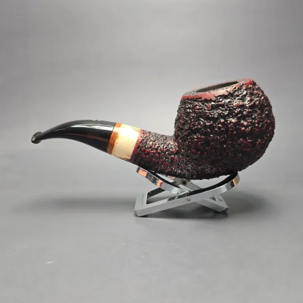 Radice Rind GG O Large Rusticated Apple Estate Briar Pipe, Italian Estates - Image 4