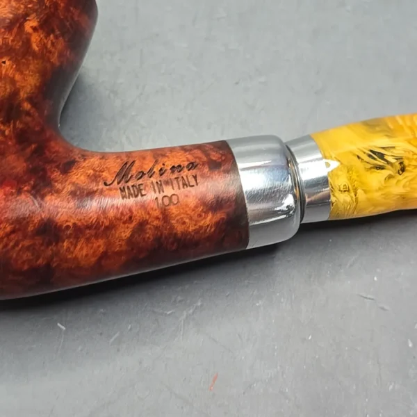 Molina Ambra 100 Smooth Bent Billiard Briar Pipe, New, 9mm - Image 10