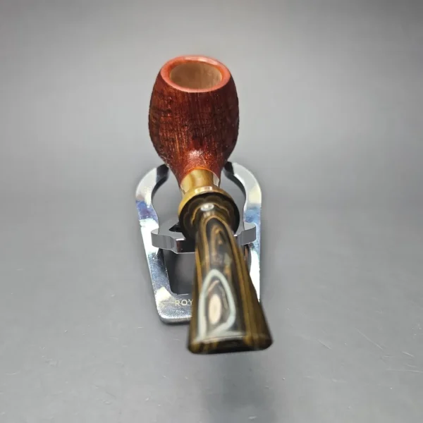 Papa Bear's Pipes by Tim Beaumont Sandblasted Brandy w/ Horn Handmade Briar Pipe, New - Image 5