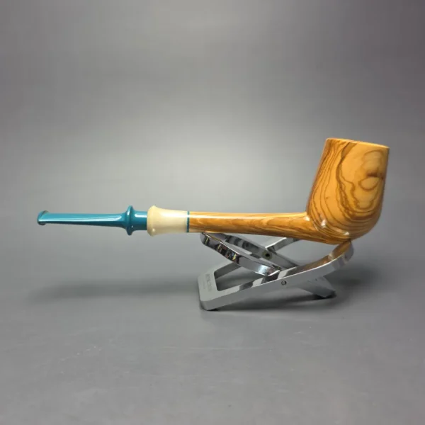 Brentegani Smooth Olivewood Lovat w/ Horn Handmade Pipe, New - Image 3
