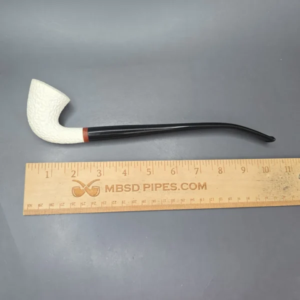 MBSD Meerschaum Deluxe Rusticated Churchwarden Dublin Block Meerschaum Pipe, Briar-Mortise, New - Image 12
