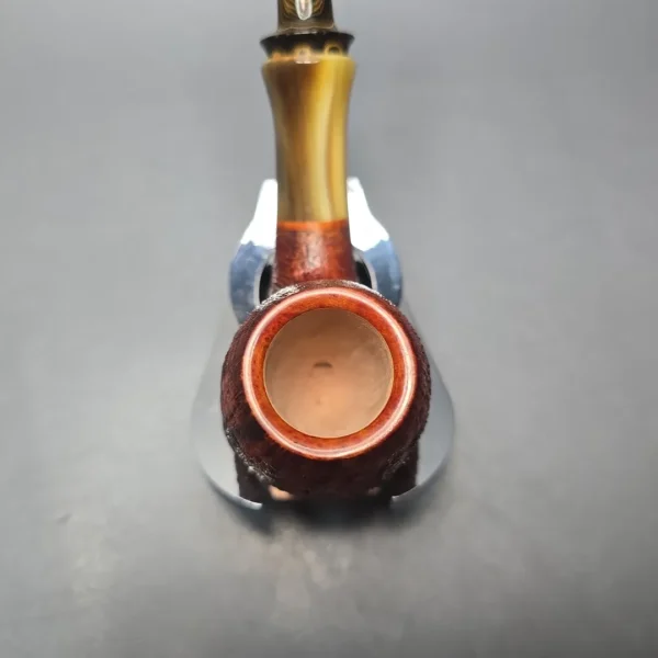 Papa Bear's Pipes by Tim Beaumont Sandblasted Brandy w/ Horn Handmade Briar Pipe, New - Image 7