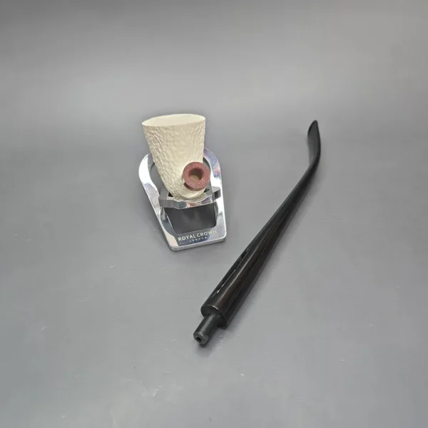 MBSD Meerschaum Deluxe Rusticated Churchwarden Dublin Block Meerschaum Pipe, Briar-Mortise, New - Image 14