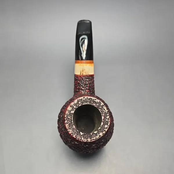 Radice Rind GG O Large Rusticated Apple Estate Briar Pipe, Italian Estates - Image 9