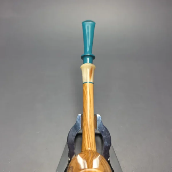 Brentegani Smooth Olivewood Lovat w/ Horn Handmade Pipe, New - Image 9
