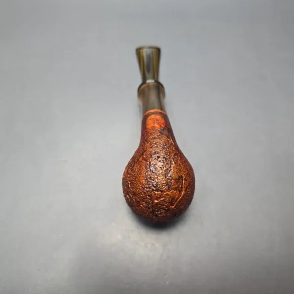 Papa Bear's Pipes by Tim Beaumont Sandblasted Brandy w/ Horn Handmade Briar Pipe, New - Image 10