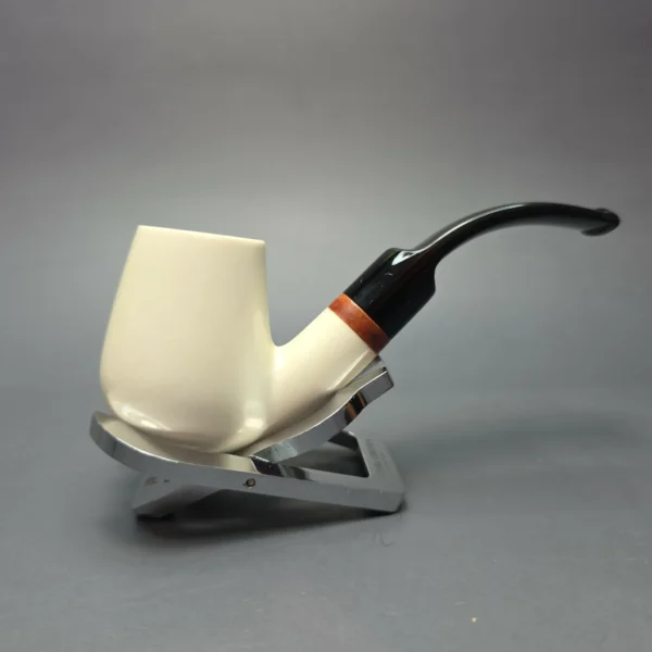 MBSD Meerschaum Deluxe Smooth Brandy Block Meerschaum Pipe, Briar-Mortise, New - Image 3