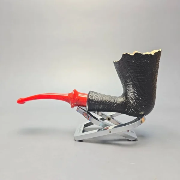 Chacom Fleur Black Sandblasted Freehand Estate Briar Pipe, Unsmoked - Image 4