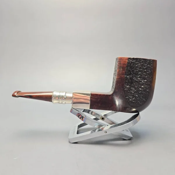 Ferndown Bark 3 Star Partially Rusticated Panel w/ Silver Estate Briar Pipe,English Estates - Image 4