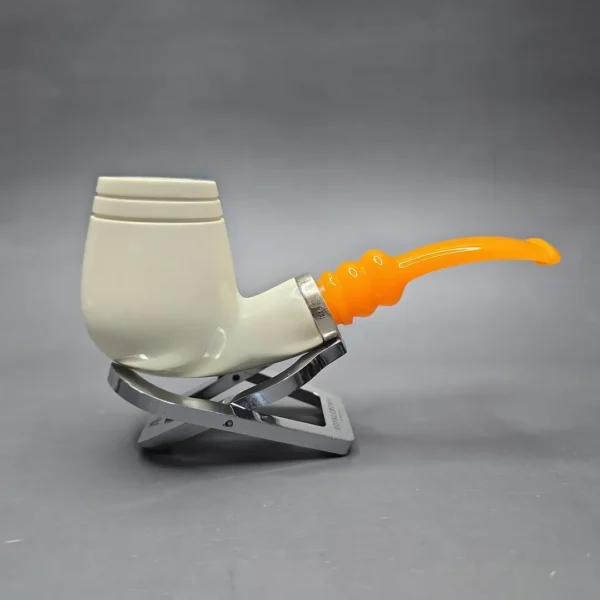MBSD Meerschaum Silver Smooth Brandy Reverse Calabash Block Meerschaum Pipe, New - Image 3