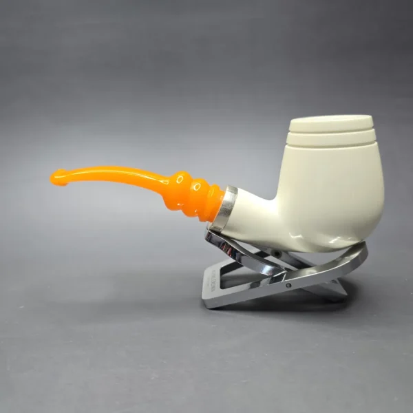 MBSD Meerschaum Silver Smooth Brandy Reverse Calabash Block Meerschaum Pipe, New - Image 5