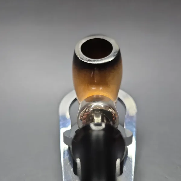 Belt (London Meerschaum) Fumed African Block Meerschaum Bent Billiard with Les Wood Silver (Unsmoked Estate) - Image 6