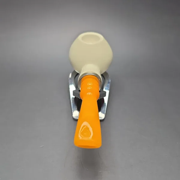 MBSD Meerschaum Silver Smooth Author w/ Lattice Carvings Reverse Calabash Block Meerschaum Pipe, New - Image 6