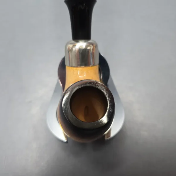Belt (London Meerschaum) Fumed African Block Meerschaum Bent Billiard with Les Wood Silver (Unsmoked Estate) - Image 7