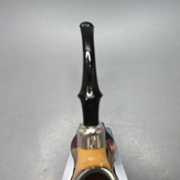 Belt (London Meerschaum) Fumed African Block Meerschaum Bent Billiard with Les Wood Silver (Unsmoked Estate) - Image 8