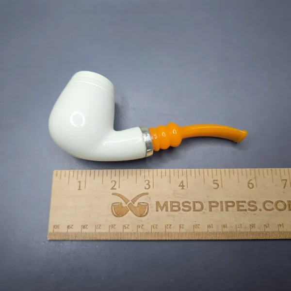 MBSD Meerschaum Silver Smooth Brandy Reverse Calabash Block Meerschaum Pipe, New - Image 8