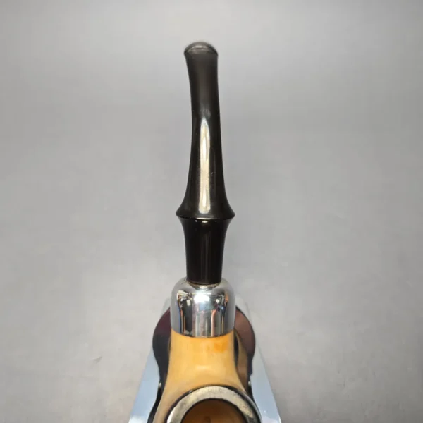Belt Fumed African Block Meerschaum Bent Billiard w/ Les Wood Silver Estate Pipe, Unsmoked - Image 8
