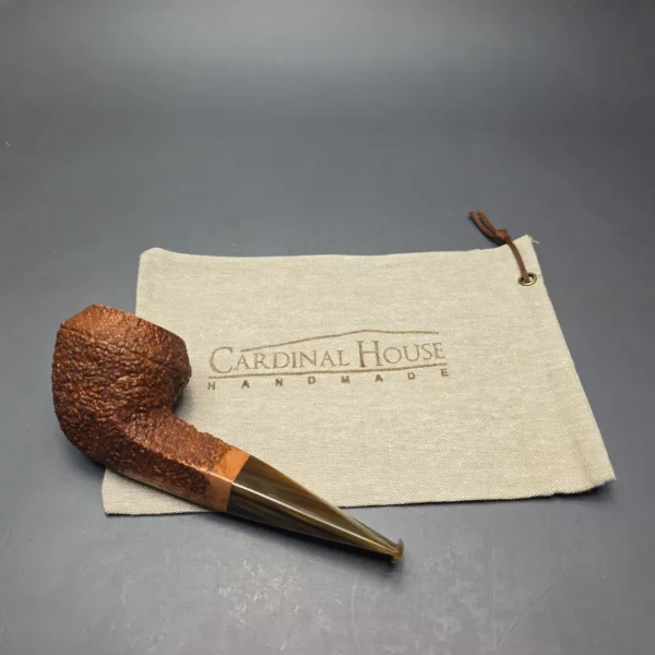 Walt Cannoy Cardinal House Munn Partially Rusticated Bulldog Handmade Briar Pipe, New - Image 14