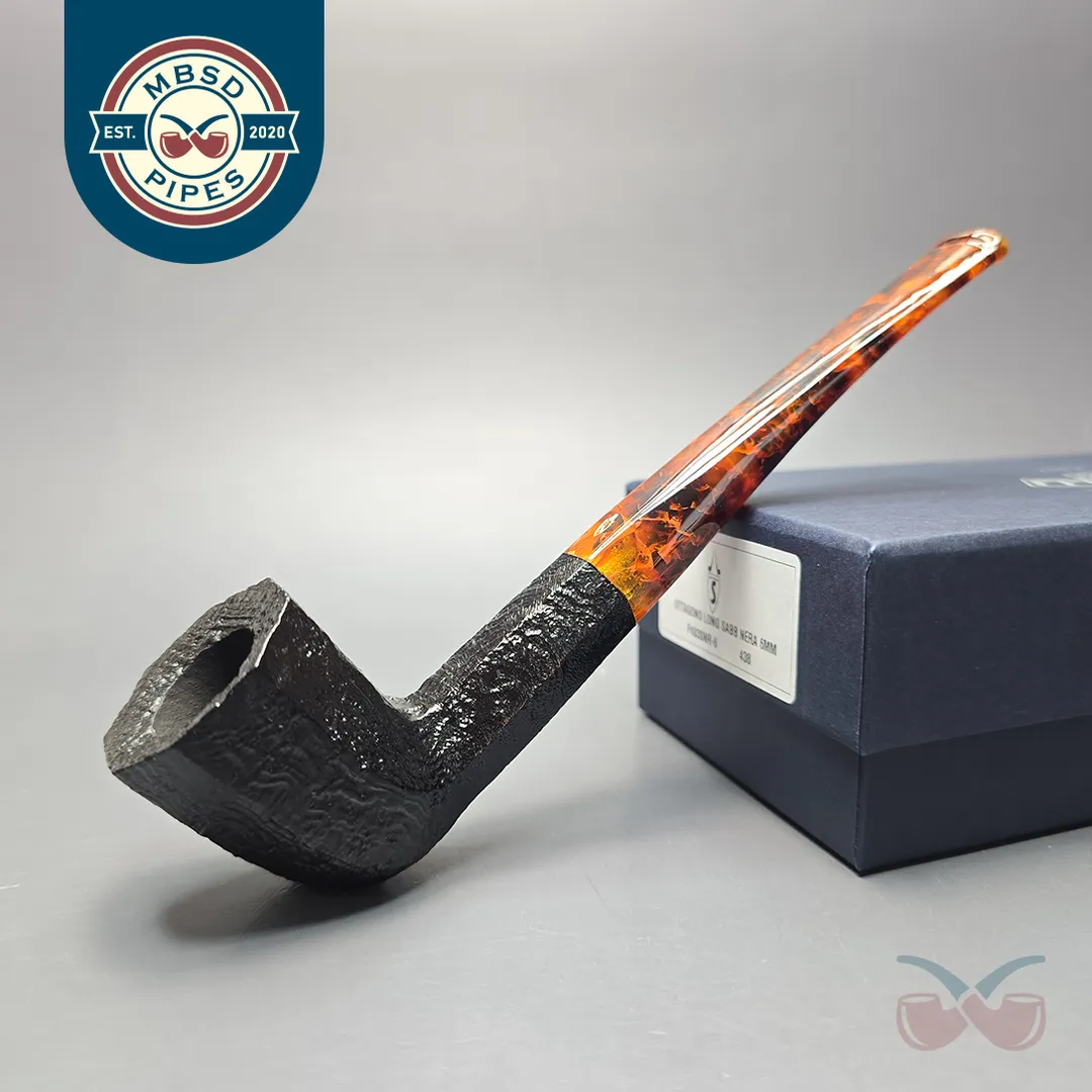 Savinelli Ottagono Long II Sandblasted Panel Dublin Briar Pipe, New, 6mm