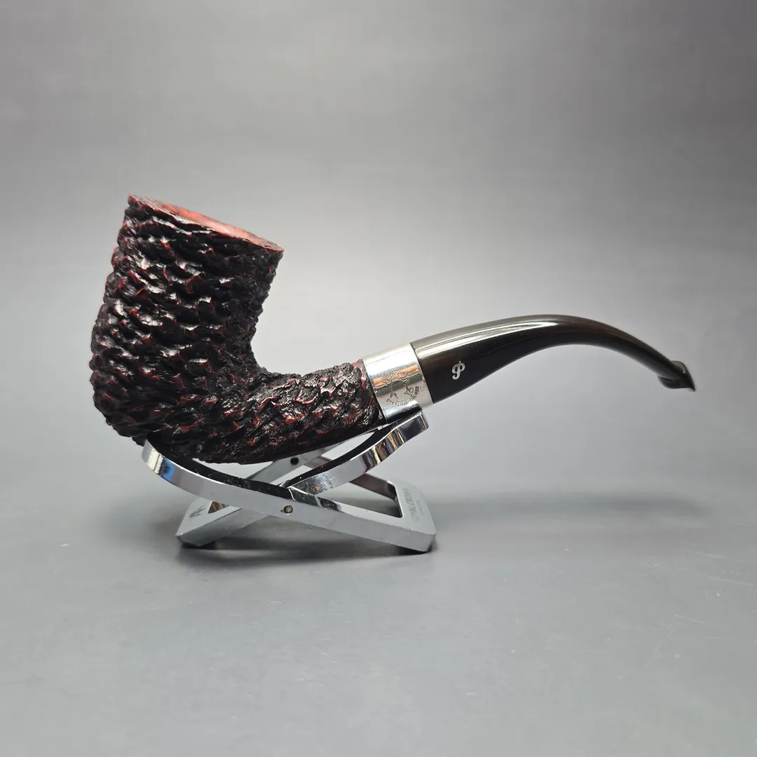 Peterson (1993) Sherlock Holmes Rathbone Rusticated Bent Billiard with Silver (Estate) - Image 2