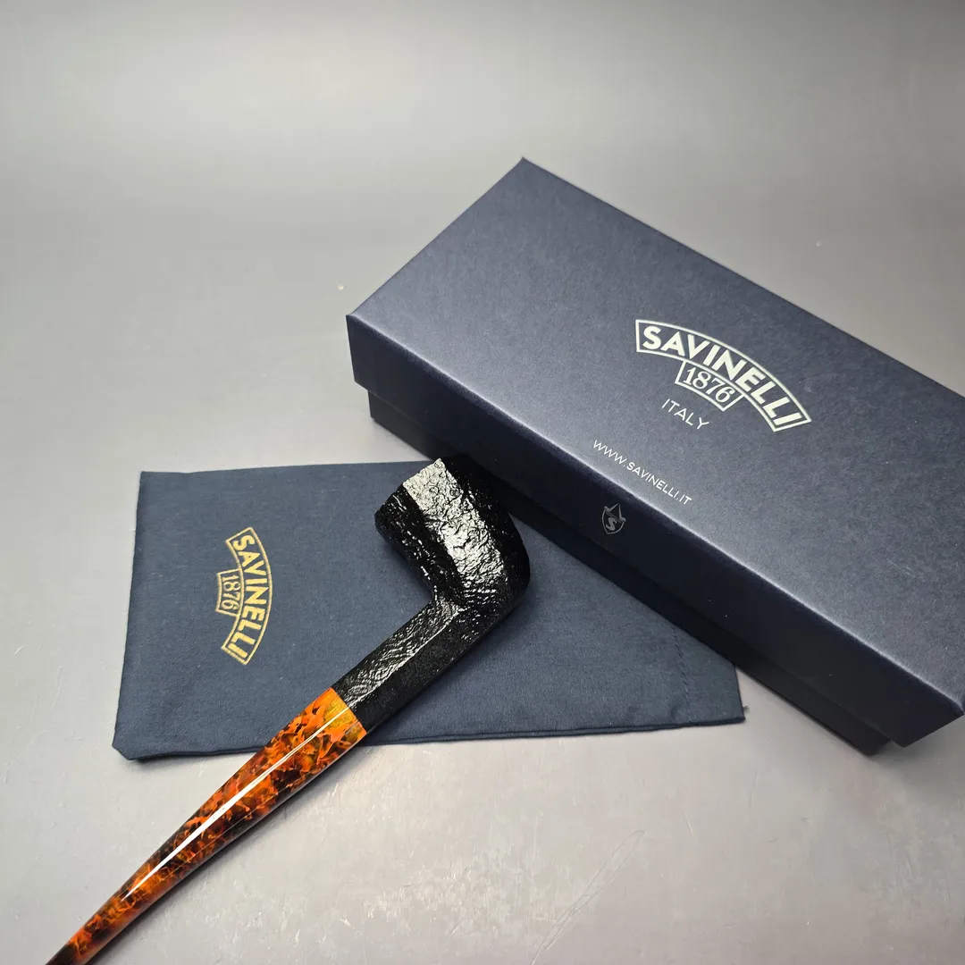 Savinelli Ottagono Long II Sandblasted Panel Dublin Briar Pipe, New, 6mm - Image 2