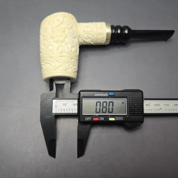 MBSD Meerschaum Silver Floral Poker Reverse Calabash Block Meerschaum Pipe, New - Image 9