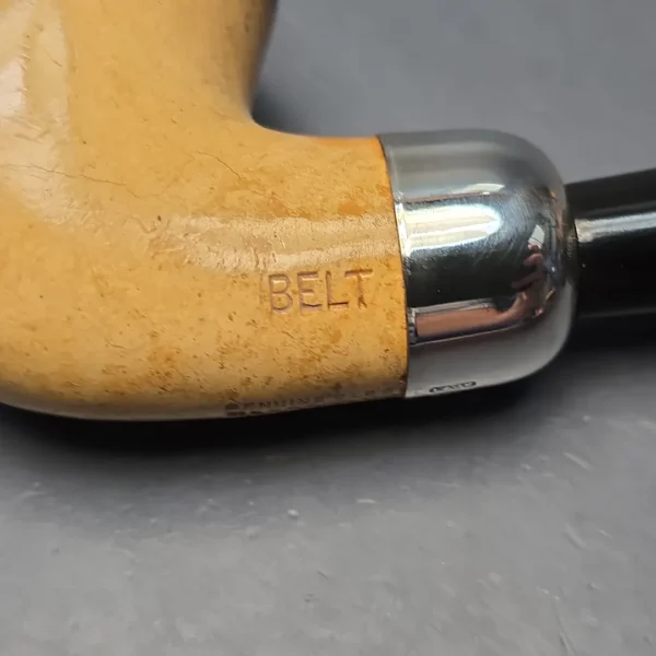 Belt Fumed African Block Meerschaum Bent Billiard w/ Les Wood Silver Estate Pipe, Unsmoked - Image 11