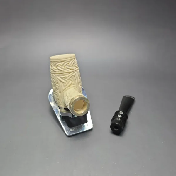 MBSD Meerschaum Silver Floral Poker Reverse Calabash Block Meerschaum Pipe, New - Image 11