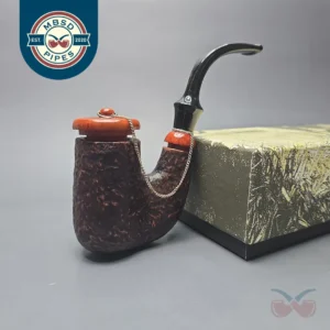Brebbia Oom Paul Sabbiata Sandblasted Estate Briar Pipe, Unsmoked