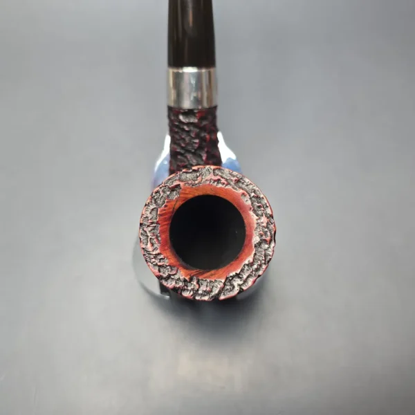 Peterson (1993) Sherlock Holmes Rathbone Rusticated Bent Billiard with Silver (Estate) - Image 7