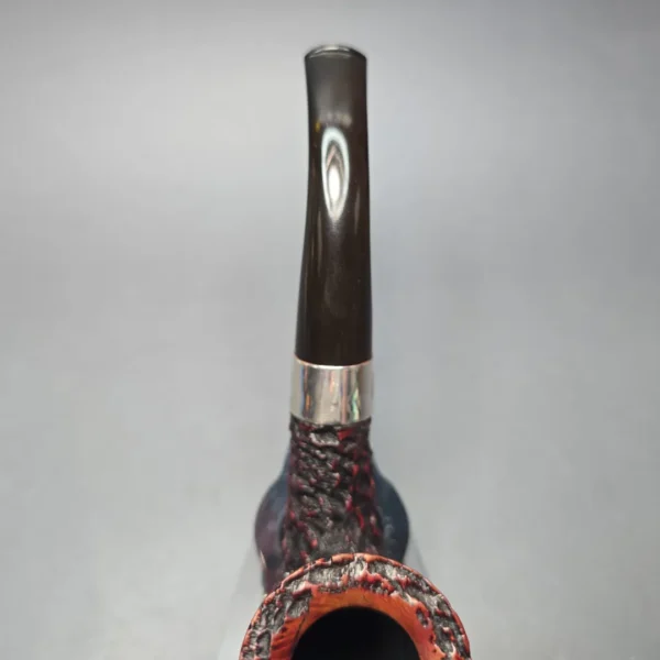 Peterson (1993) Sherlock Holmes Rathbone Rusticated Bent Billiard with Silver (Estate) - Image 8