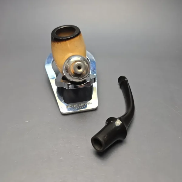 Belt Fumed African Block Meerschaum Bent Billiard w/ Les Wood Silver Estate Pipe, Unsmoked - Image 15