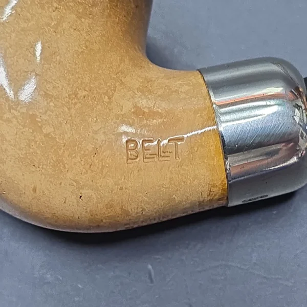 Belt (London Meerschaum) Fumed African Block Meerschaum Bent Billiard with Les Wood Silver (Unsmoked Estate) - Image 11