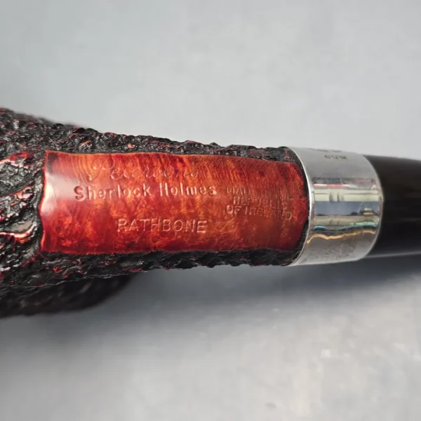 Peterson (1993) Sherlock Holmes Rathbone Rusticated Bent Billiard with Silver (Estate) - Image 11