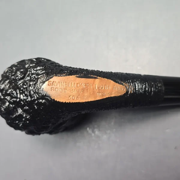 Savinelli 150th Anniversary Capri Root Briar 606 KS Rusticated Bent Billiard Briar Pipe, New - Image 11