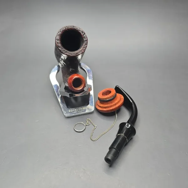 Brebbia Oom Paul Sabbiata Sandblasted Estate Briar Pipe, Unsmoked - Image 14