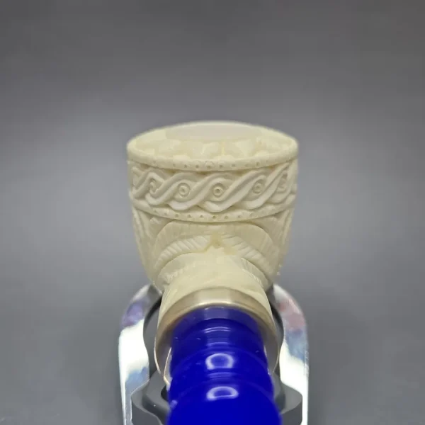 MBSD Meerschaum Silver Floral Bullcap Reverse Calabash Block Meerschaum Pipe, New - Image 7