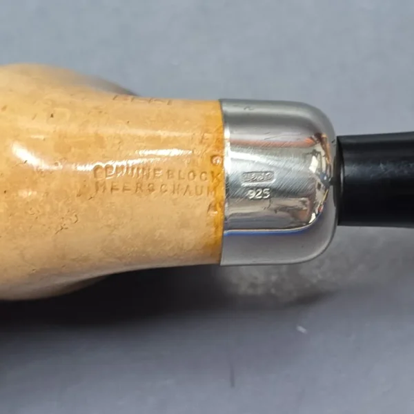 Belt (London Meerschaum) Fumed African Block Meerschaum Bent Billiard with Les Wood Silver (Unsmoked Estate) - Image 12
