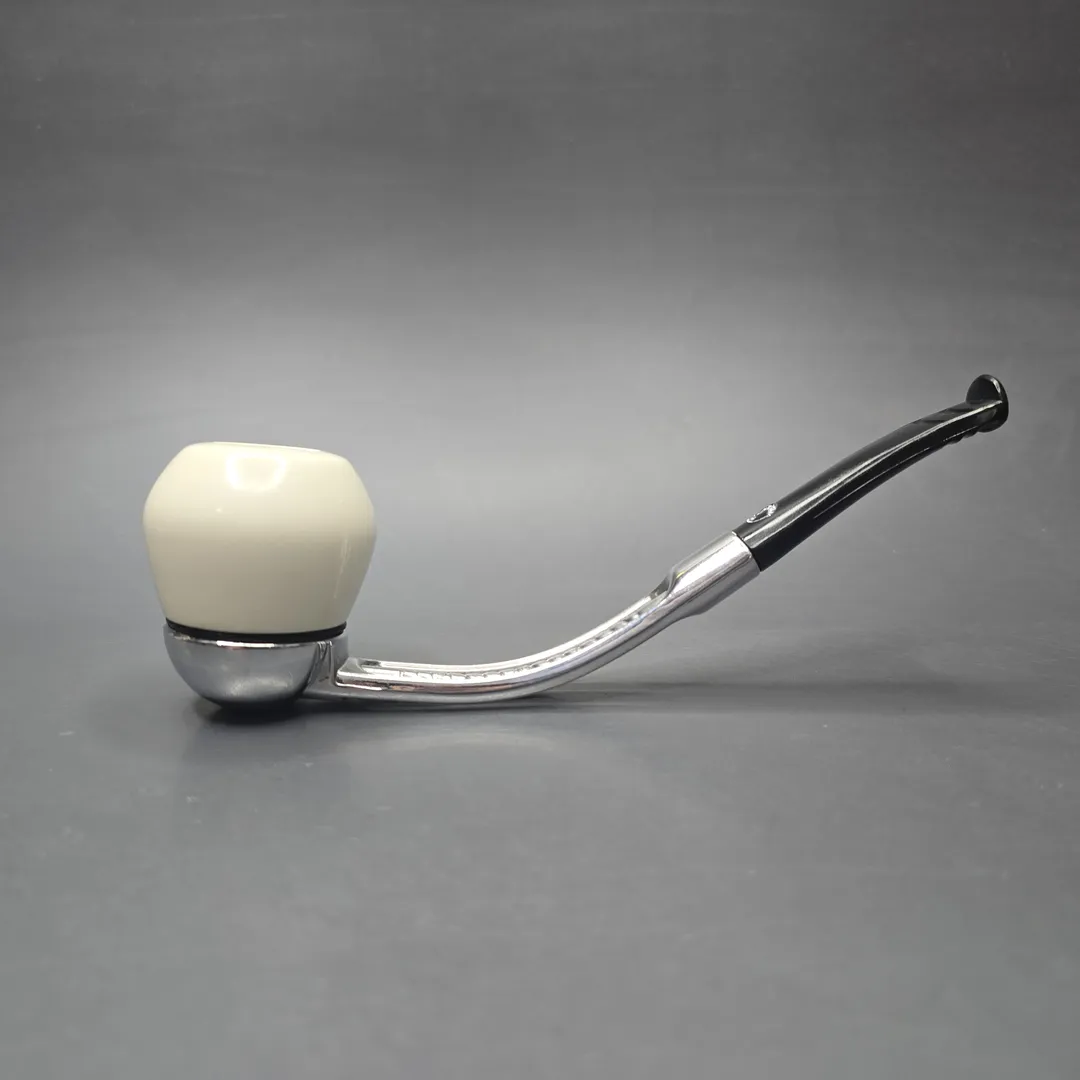 Falcon Bent Dental w/ MBSD Meerschaum Apple Block Meerschaum Bowl Pipe, New - Image 2