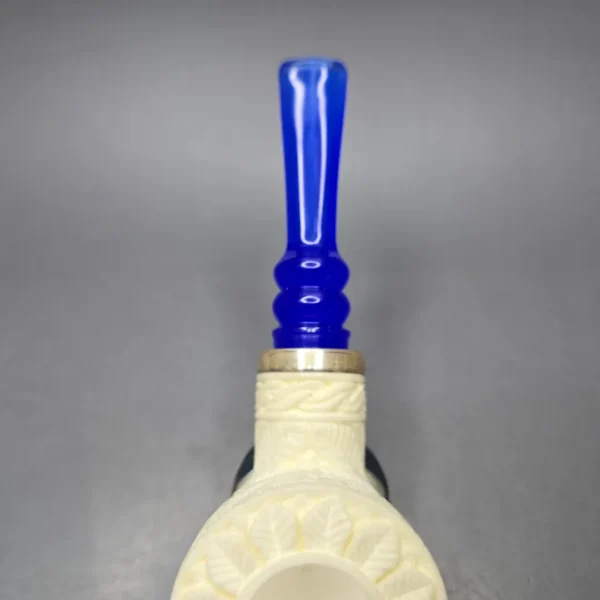 MBSD Meerschaum Silver Floral Bullcap Reverse Calabash Block Meerschaum Pipe, New - Image 9