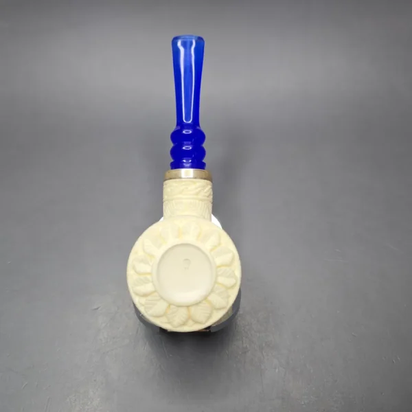 MBSD Meerschaum Silver Floral Bullcap Reverse Calabash Block Meerschaum Pipe, New - Image 10