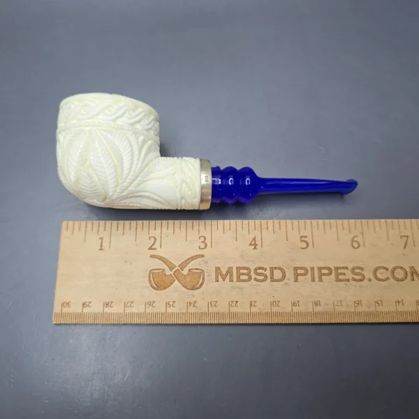 MBSD Meerschaum Silver Floral Bullcap Reverse Calabash Block Meerschaum Pipe, New - Image 12